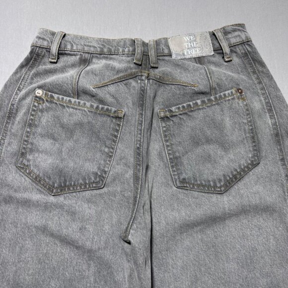We The Free Lucky You Mid Rise Barrel Jeans Womens 26 Gray High Rise Pants - Picture 3 of 16